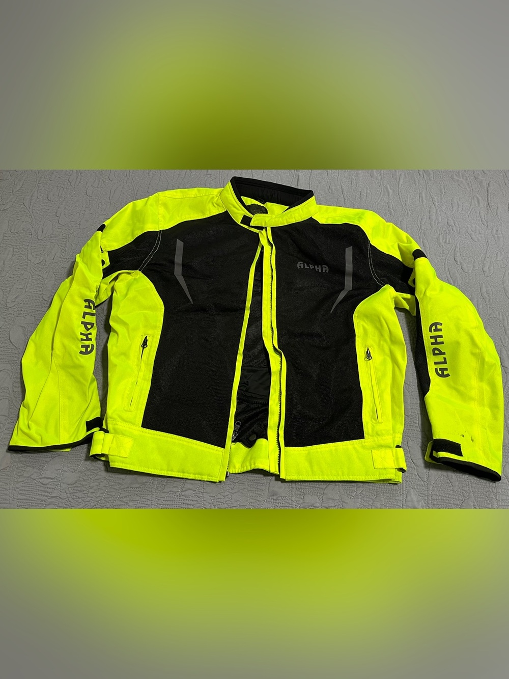 Alpha High-Visibility Yellow & Black Men's Motorcycle Jacket XL